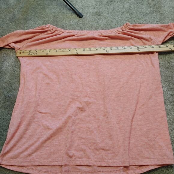 Allie & Rob Size Medium M Soft Pink Crochet Detail Bell Sleeve Blouse Top Cotton - Picture 4 of 10